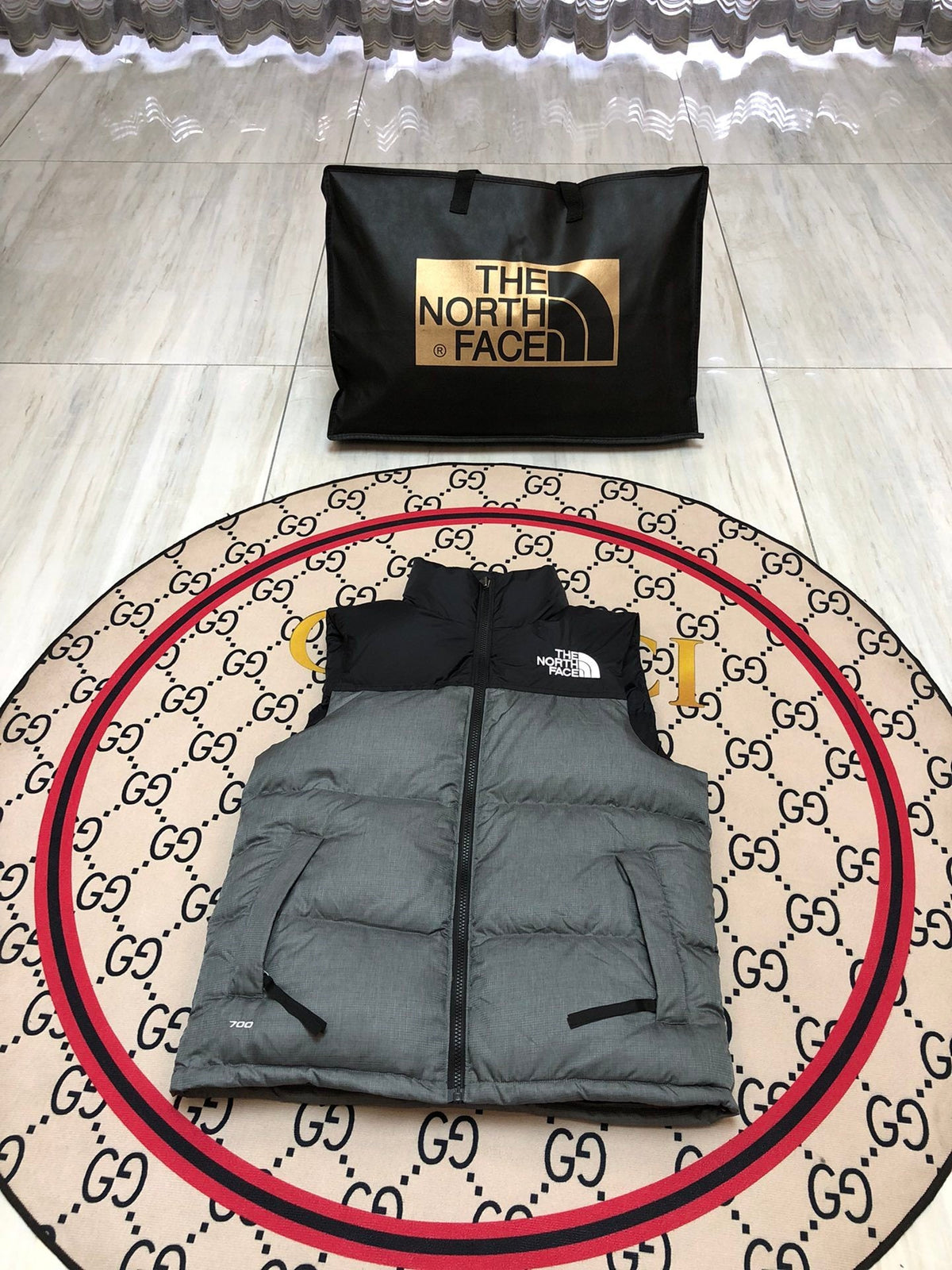The North Face Grey/Black 1996 Retro Nuptse Down Vest