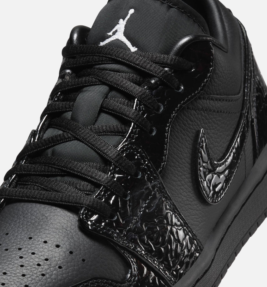 Air Jordan 1 Low Patent Elephant Women's Shoes - Black/White/Silver