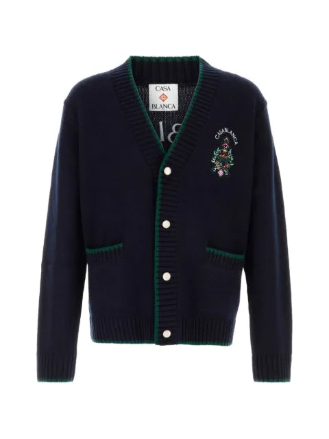 Casablanca logo-embroidered V-neck cardigan