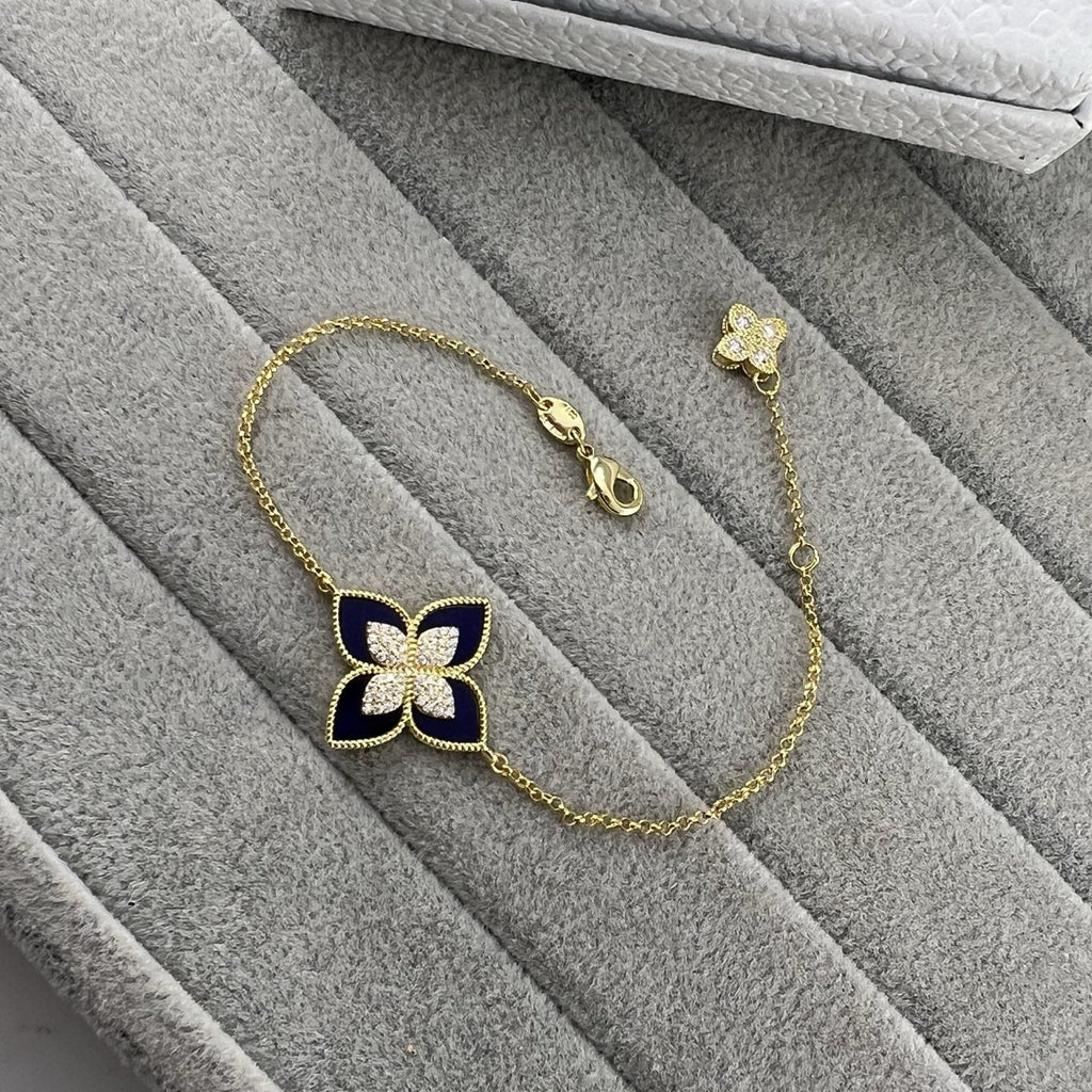 Roberto Coin Style Four-Leaf Clover Cubic Zirconia Bracelet