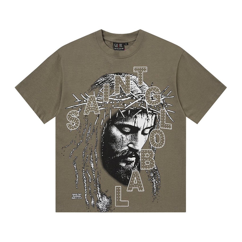 SAINT Rhinestone Graphic Short-Sleeve T-Shirt